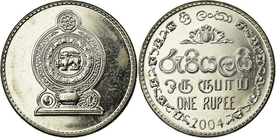 Two sides of a Sri Lankan Coin. We label the side with the emblem (left picture) as heads.